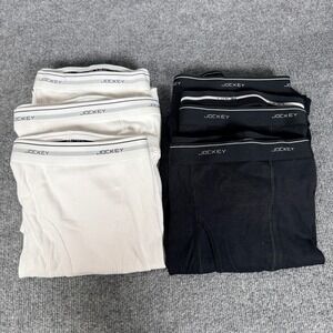 6 New Jockey Mens Size XXL Boxer Brief Trunks Black White Cotton Comfort Fit